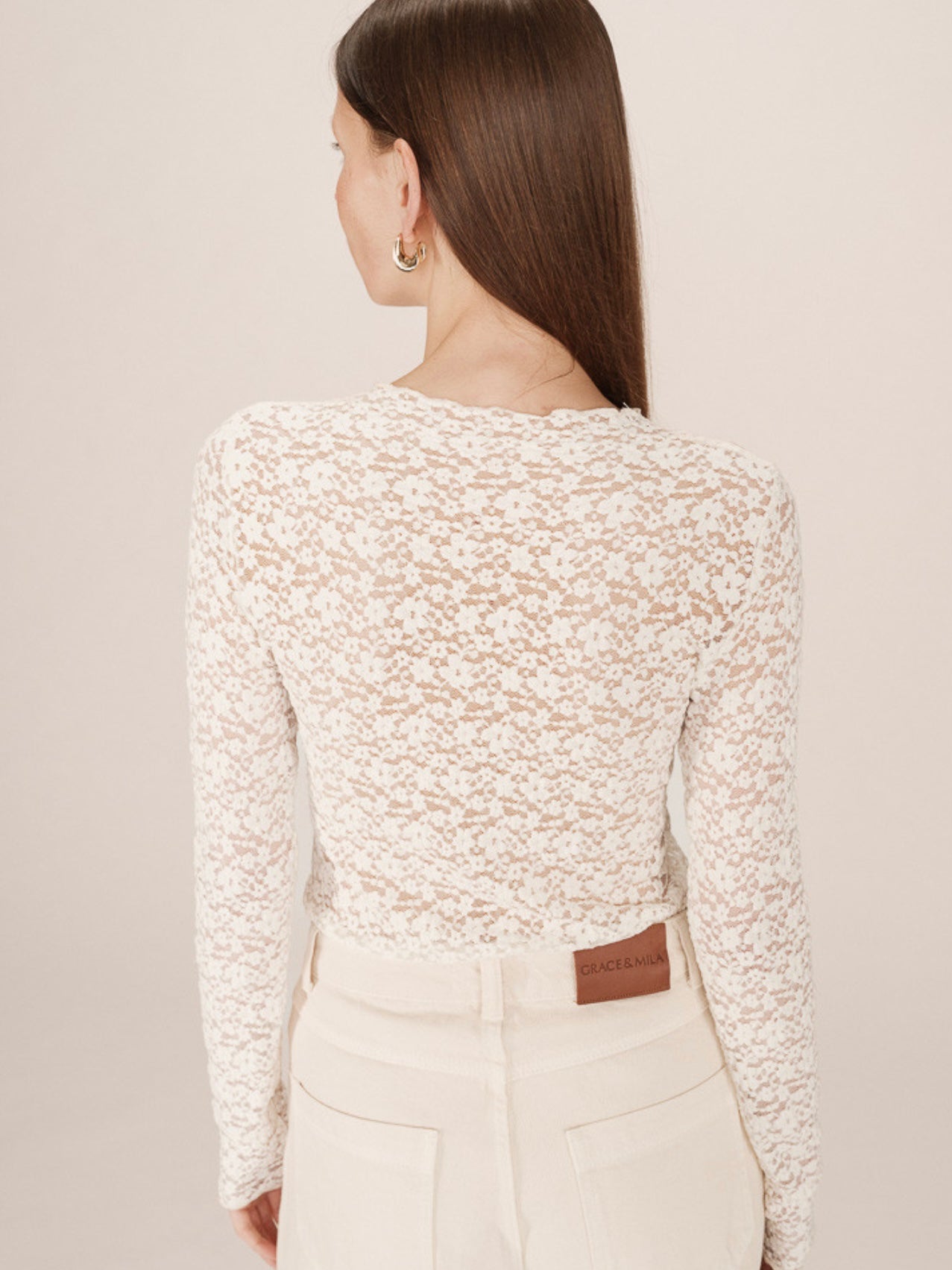 Langarm Top aus Blumenspitze