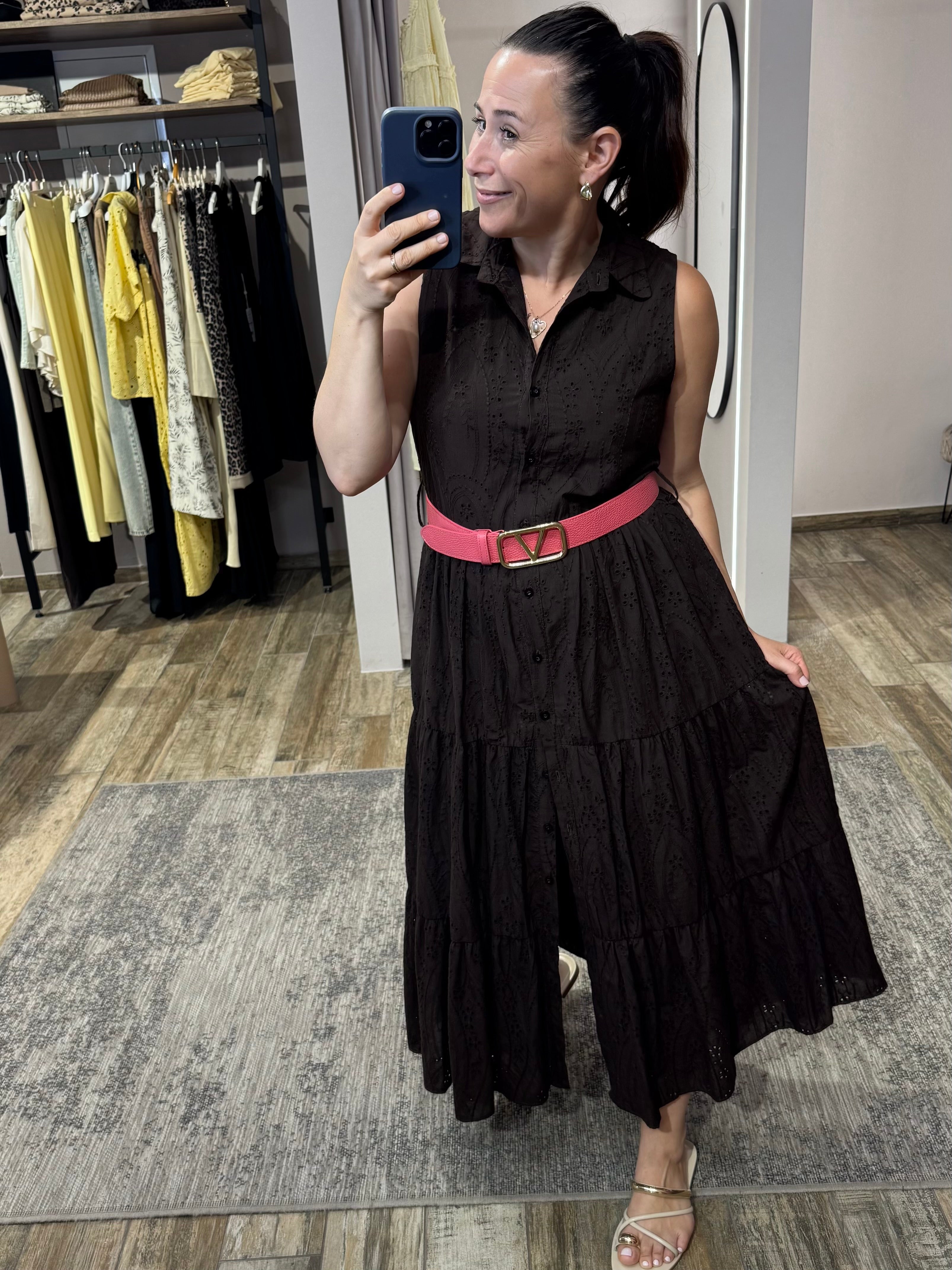 Hemdblusenkleid mit Lochstickerei