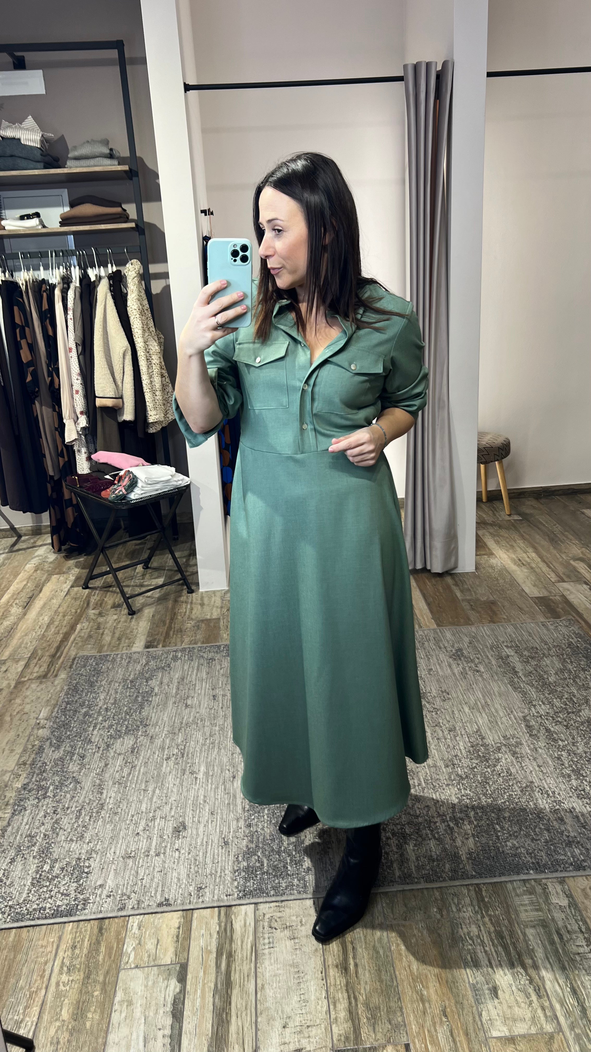 Flanell Kleid Pistazie