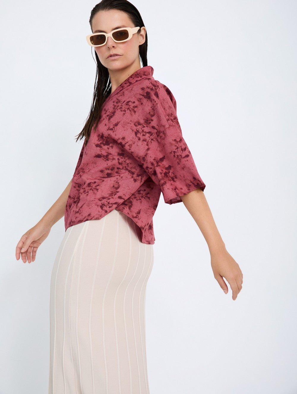 Bluse mit Tie-Dye Print