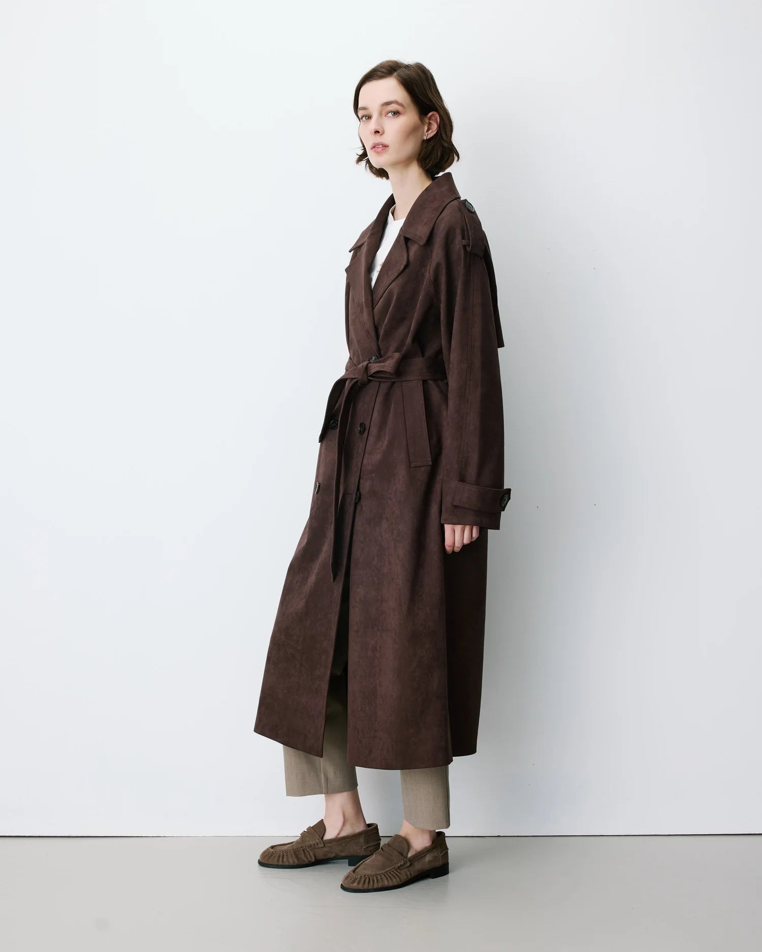 Astrid Trenchcoat aus Veloursleder