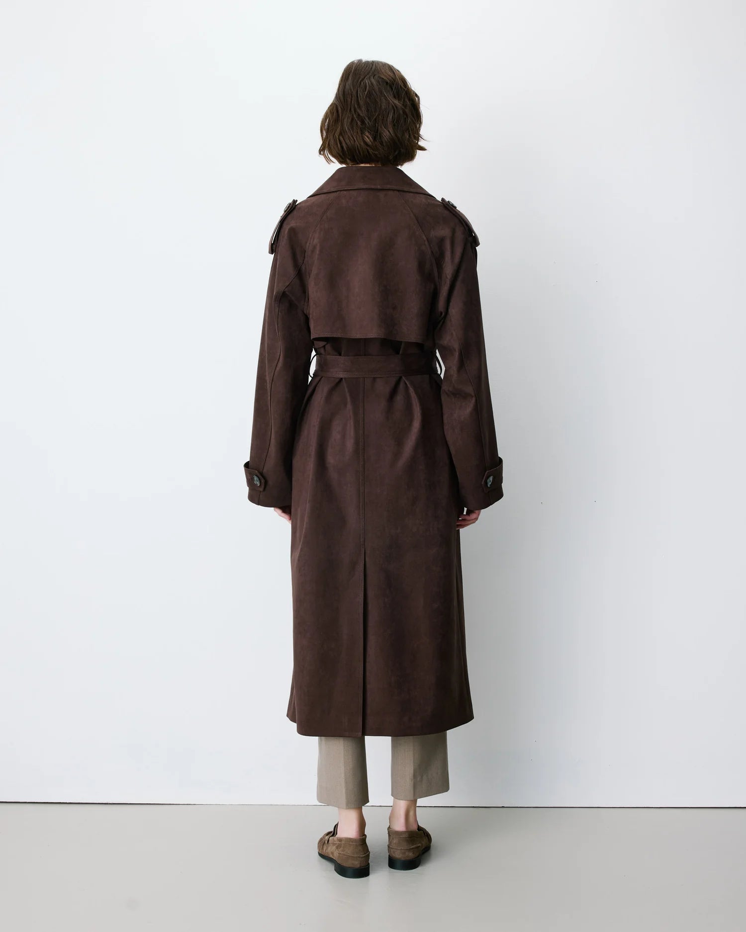 Astrid Trenchcoat aus Veloursleder