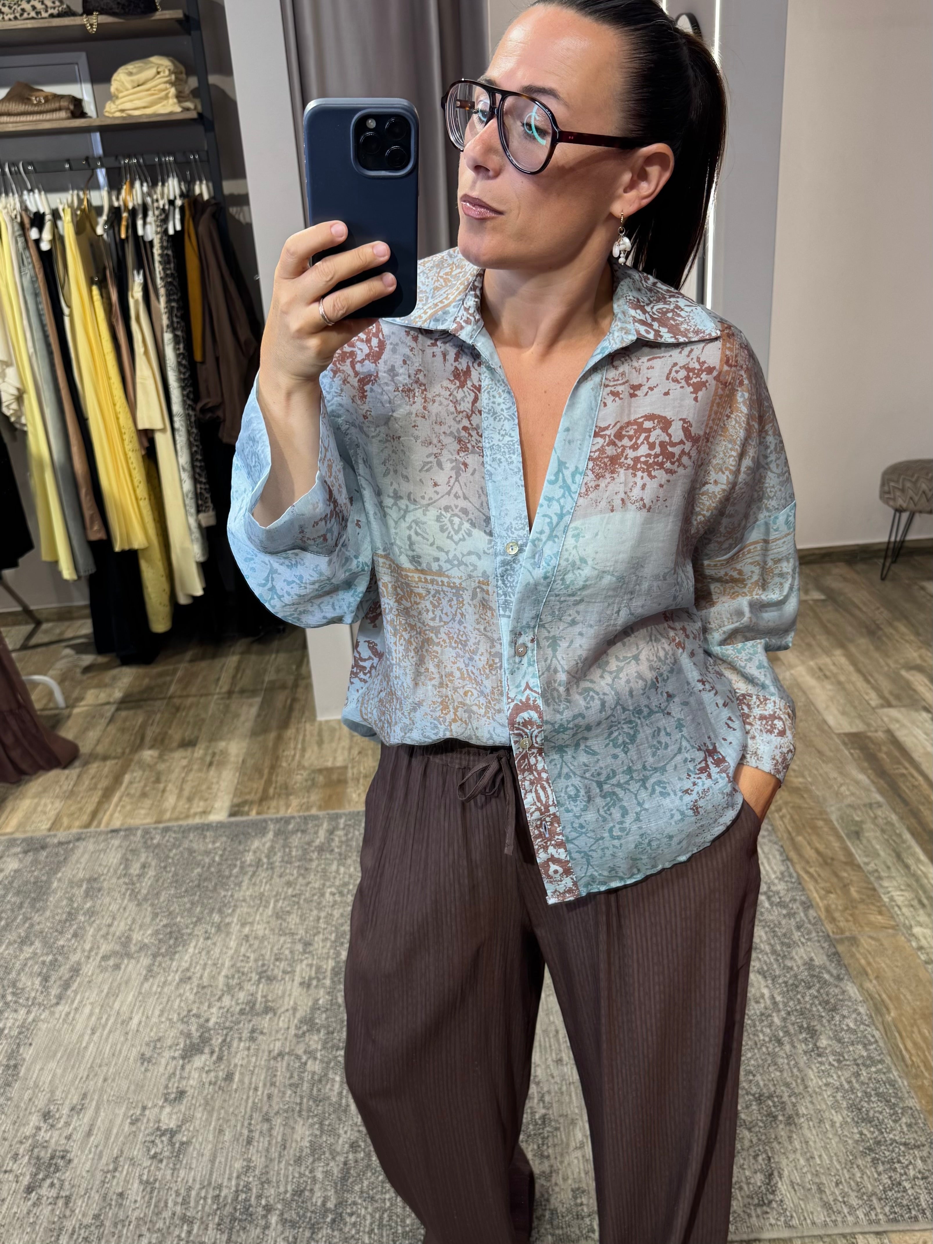 oversized print-bluse