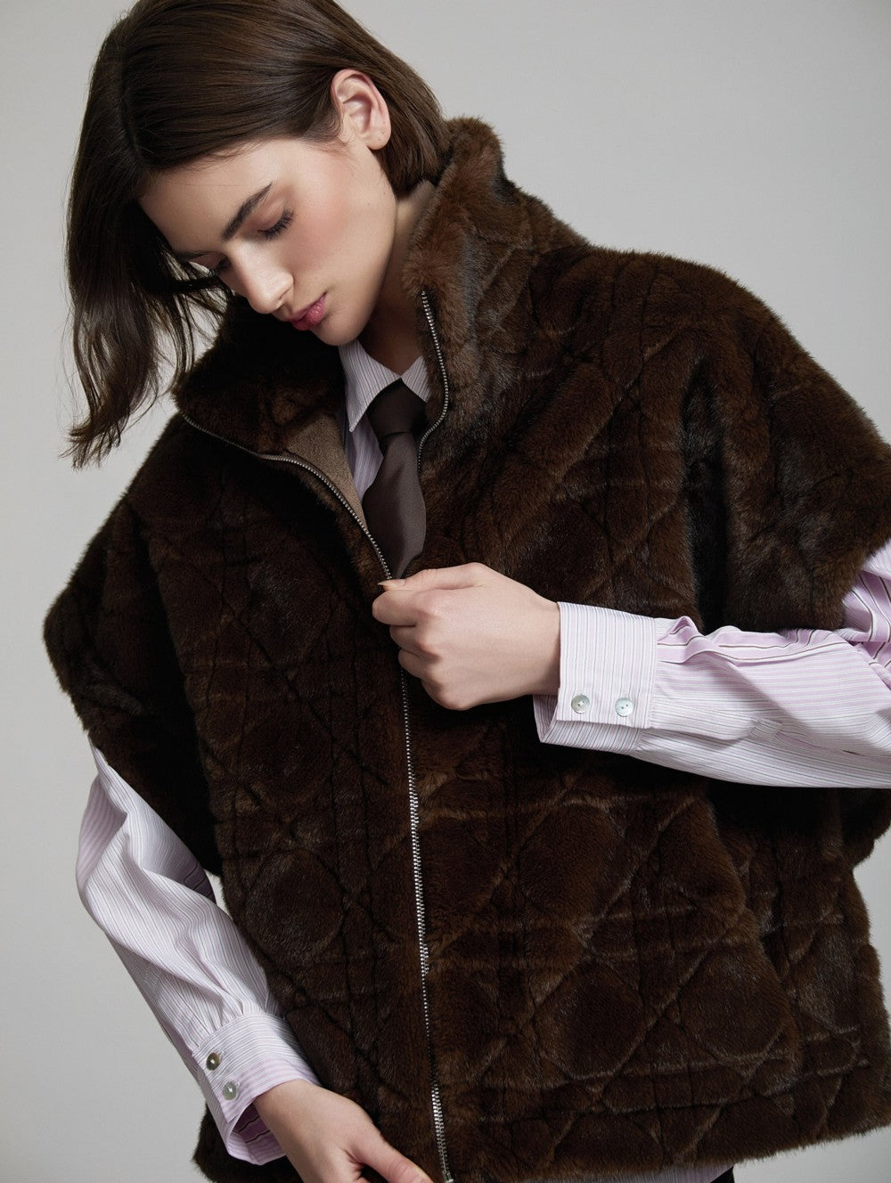 Faux fur Geometrische Weste