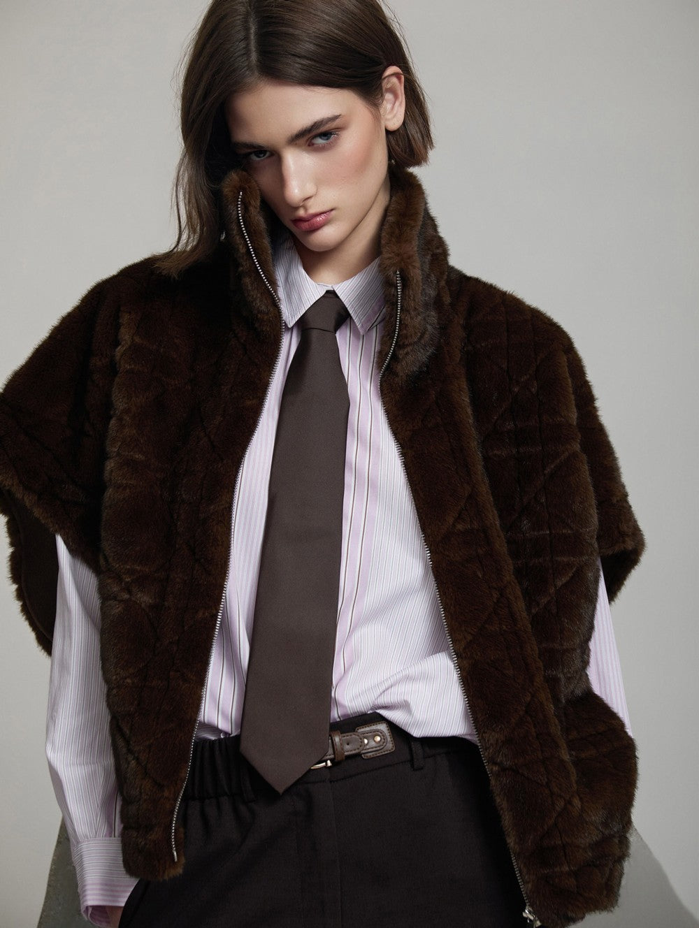 Faux fur Geometrische Weste