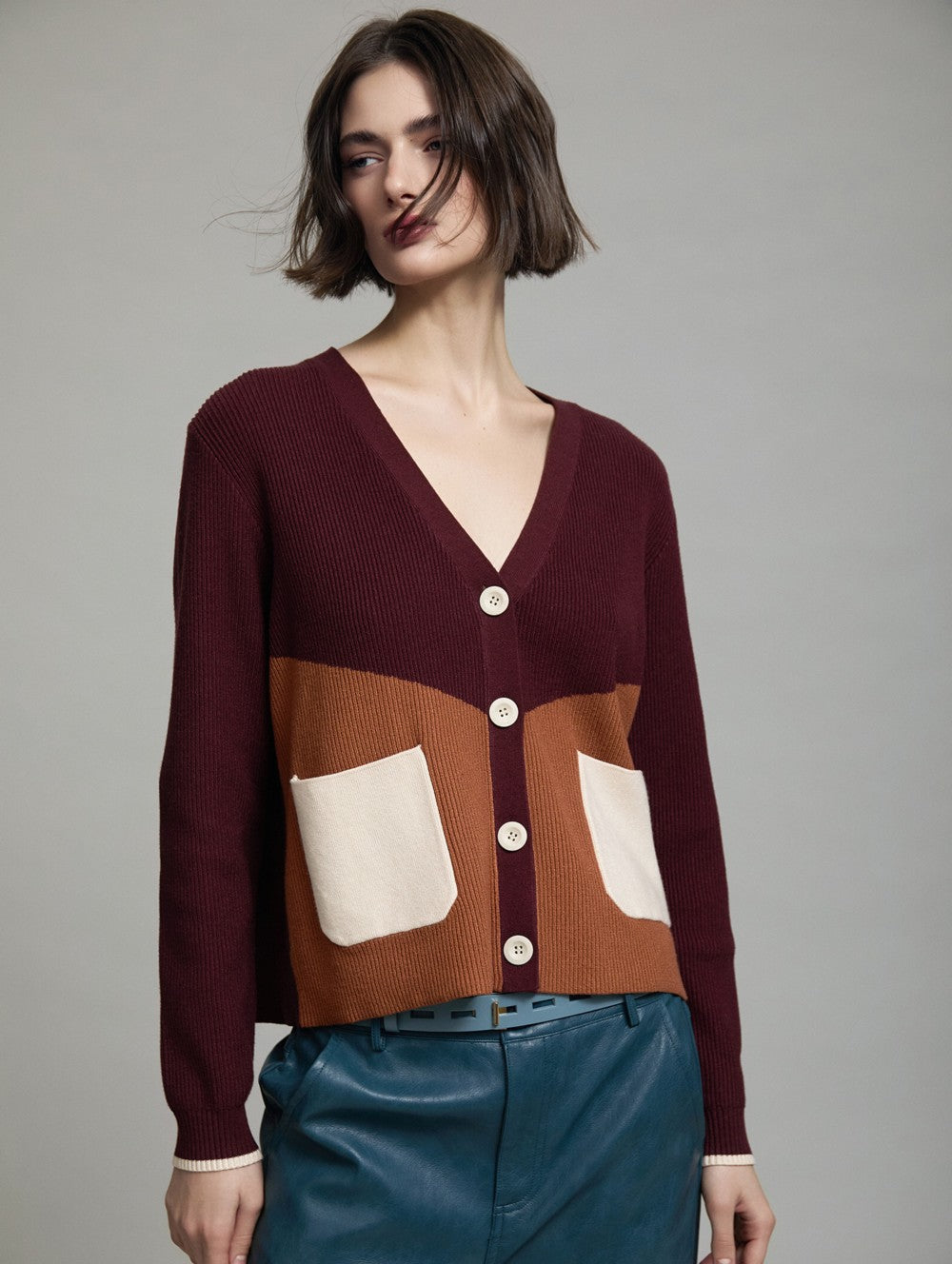 Englischer Colorblock Cardigan