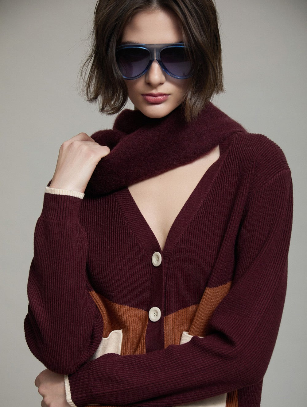 Englischer Colorblock Cardigan