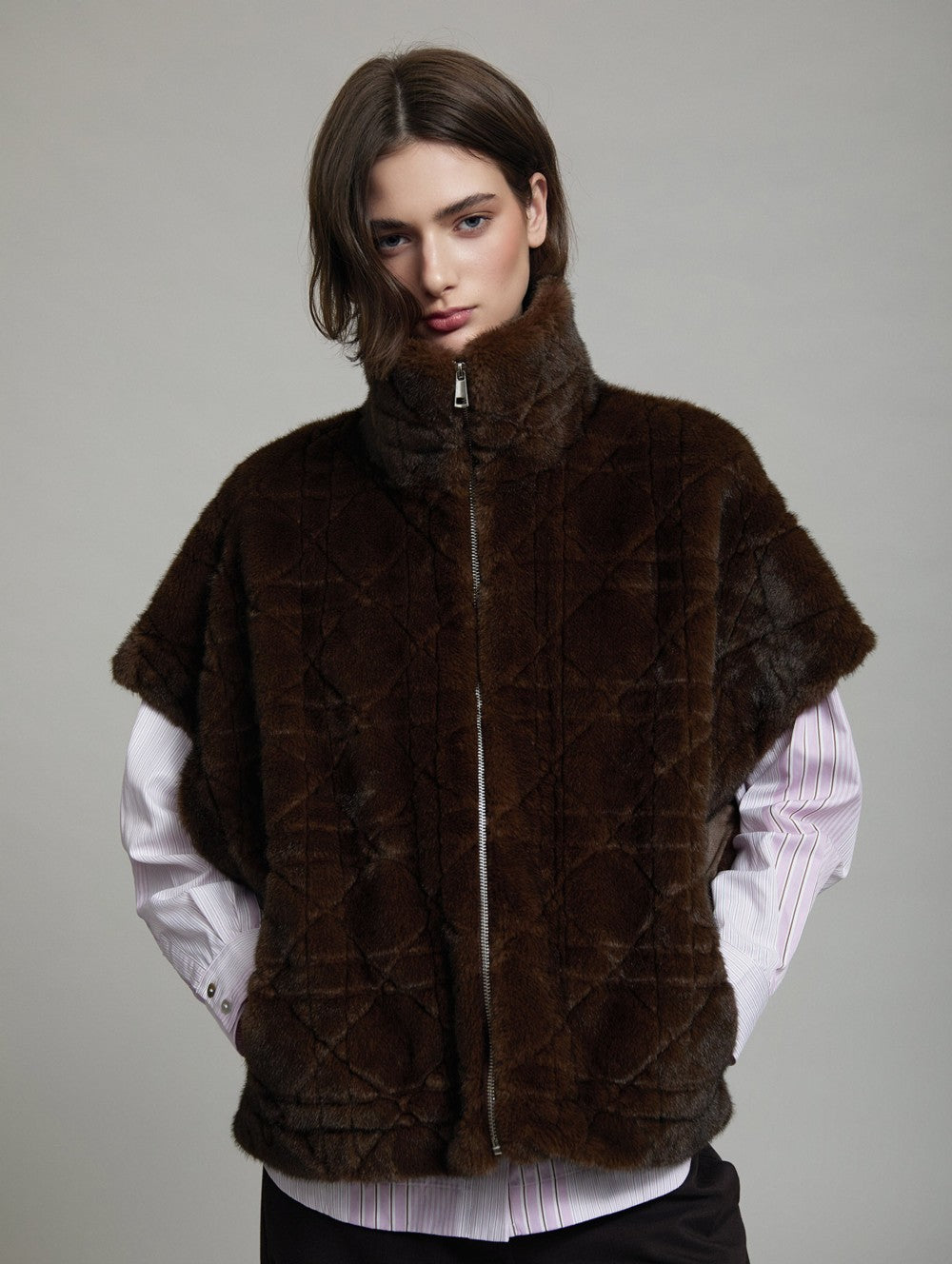 Faux fur Geometrische Weste