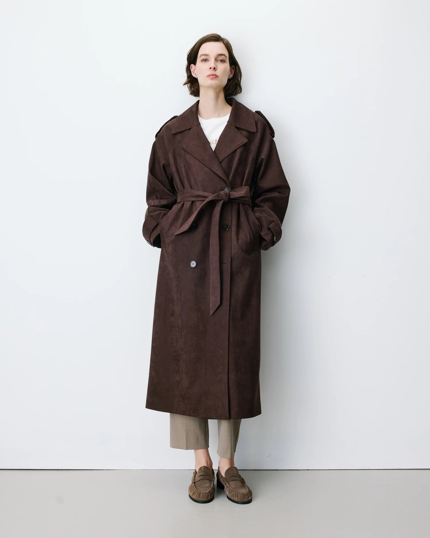 Astrid Trenchcoat aus Veloursleder