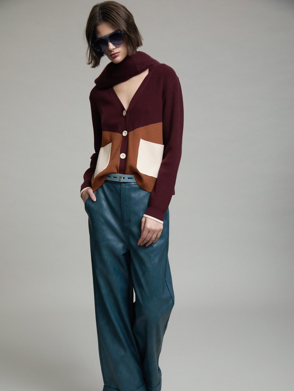 Englischer Colorblock Cardigan