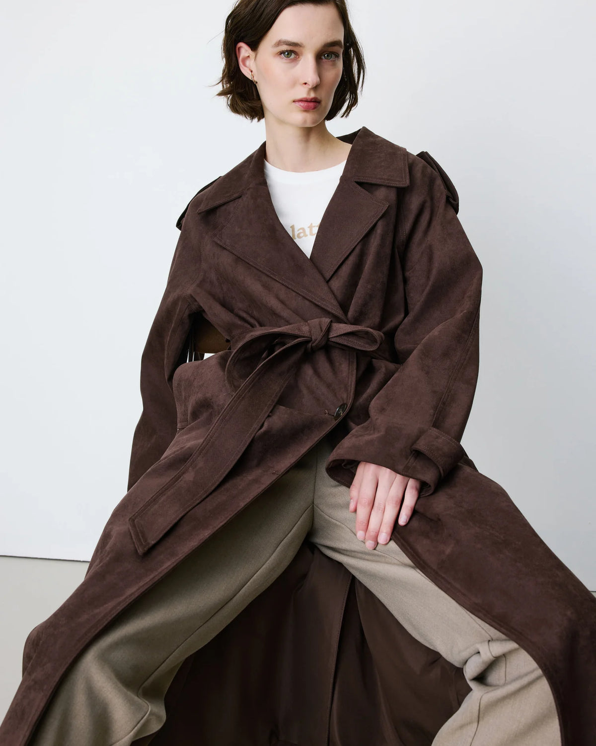 Astrid Trenchcoat aus Veloursleder