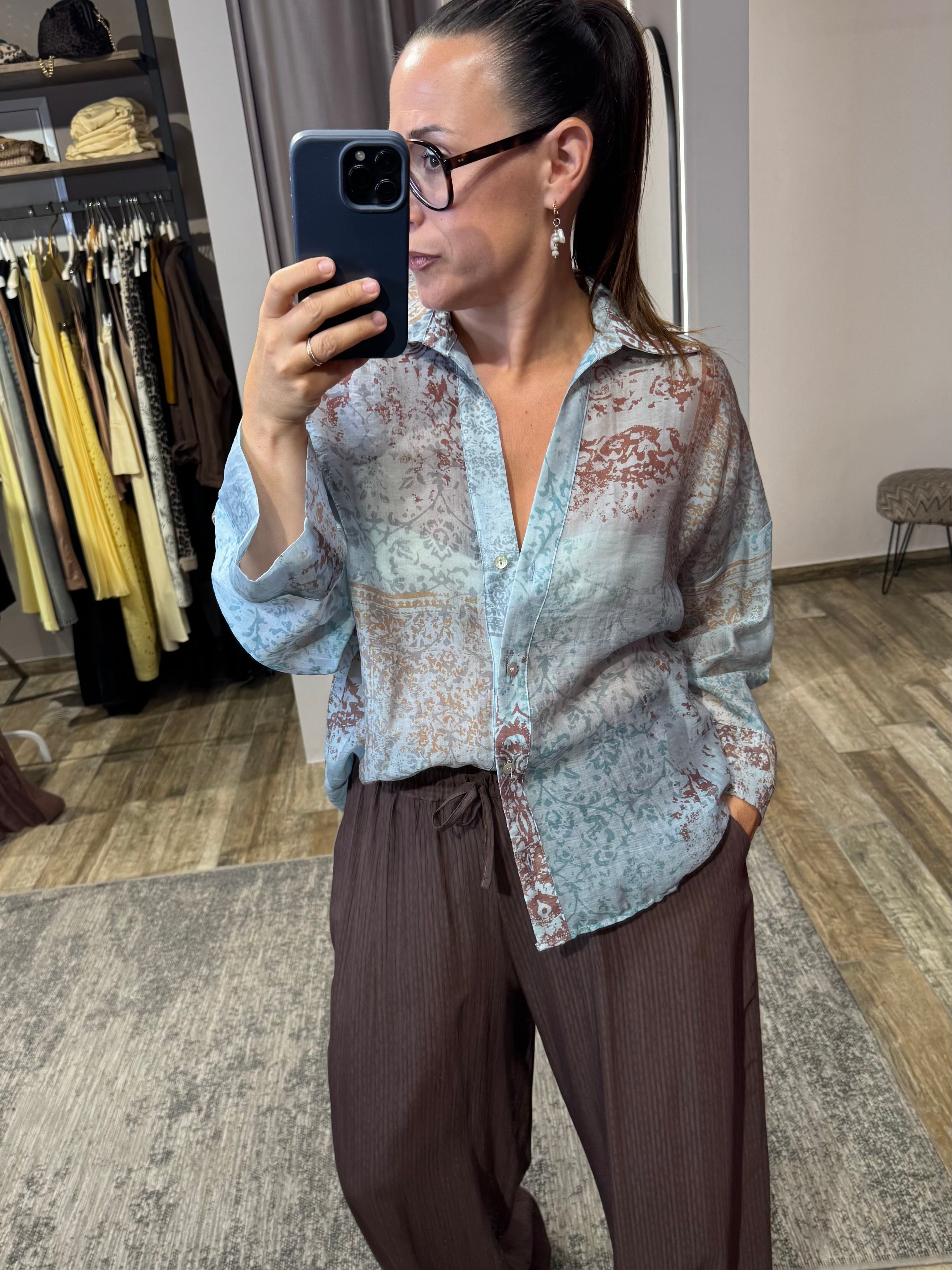 oversized print-bluse