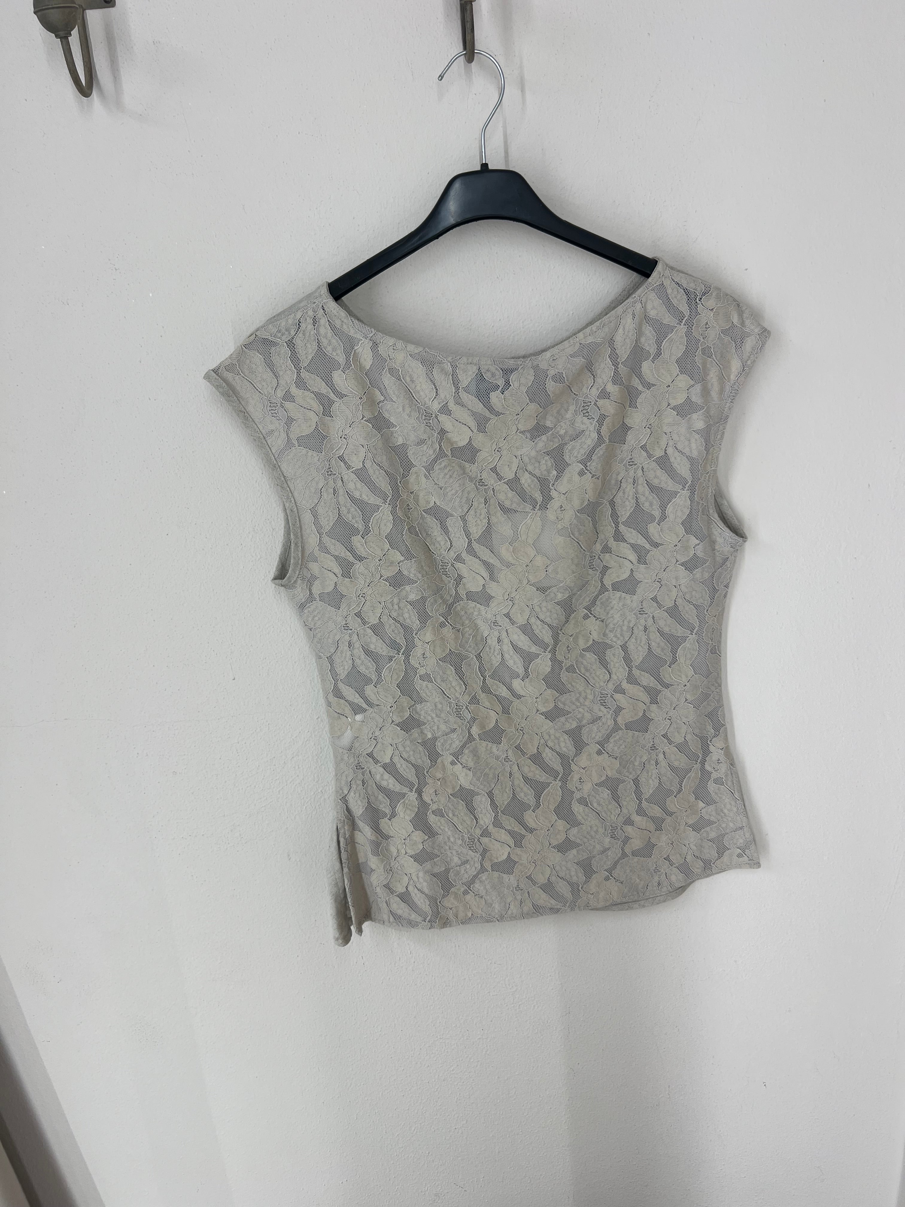 Leinen Top mit Spitze