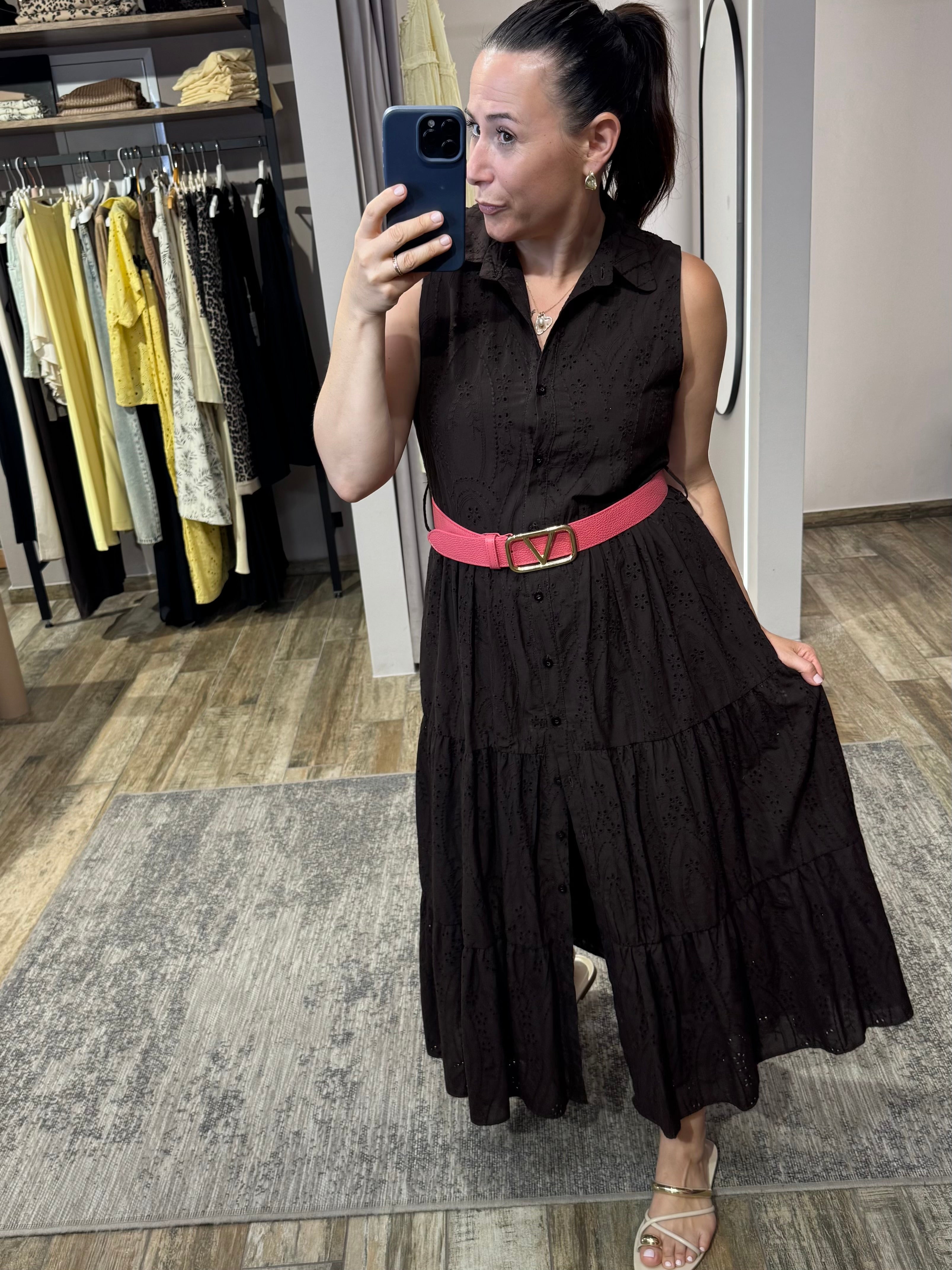 Hemdblusenkleid mit Lochstickerei