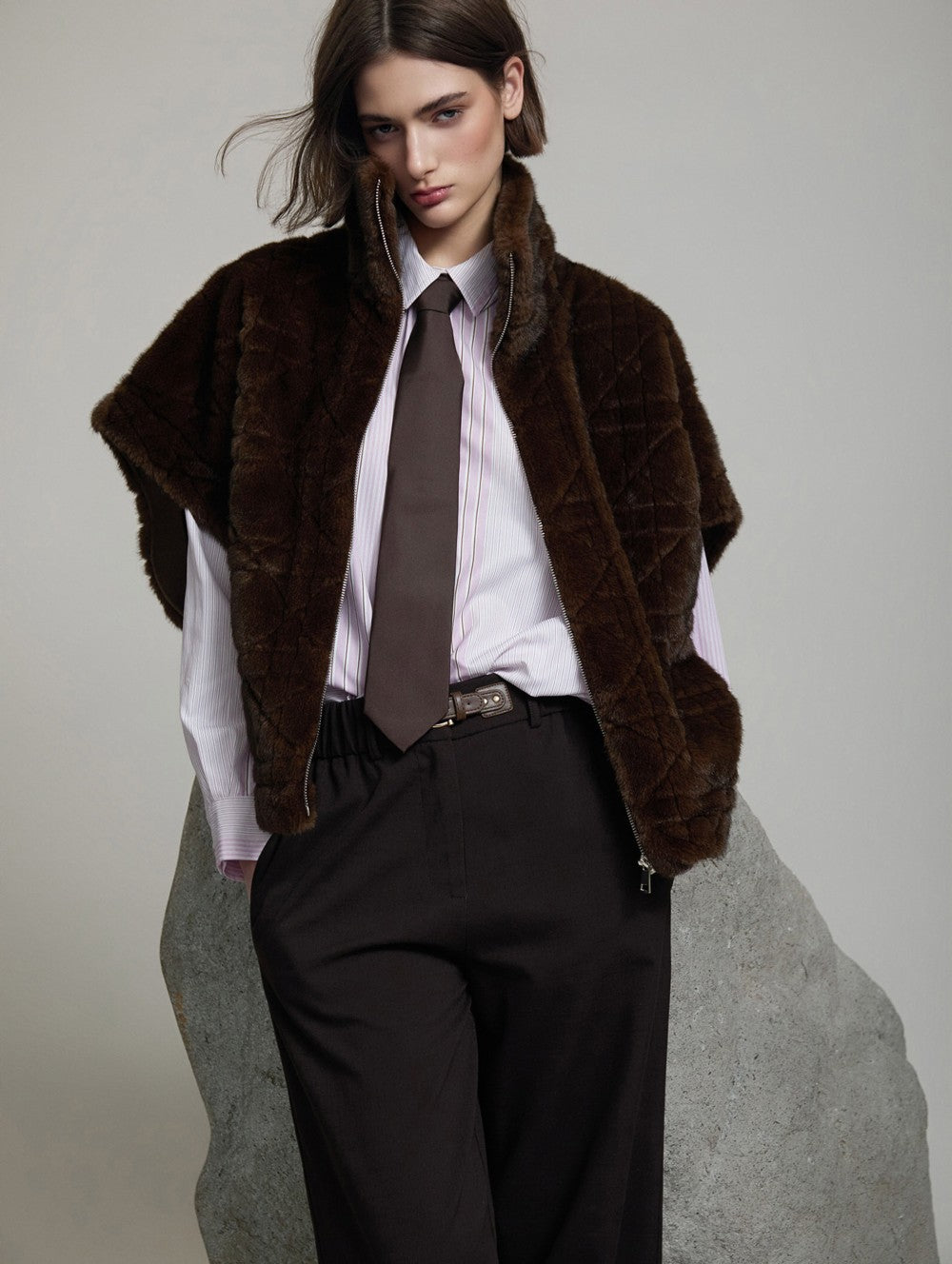 Faux fur Geometrische Weste