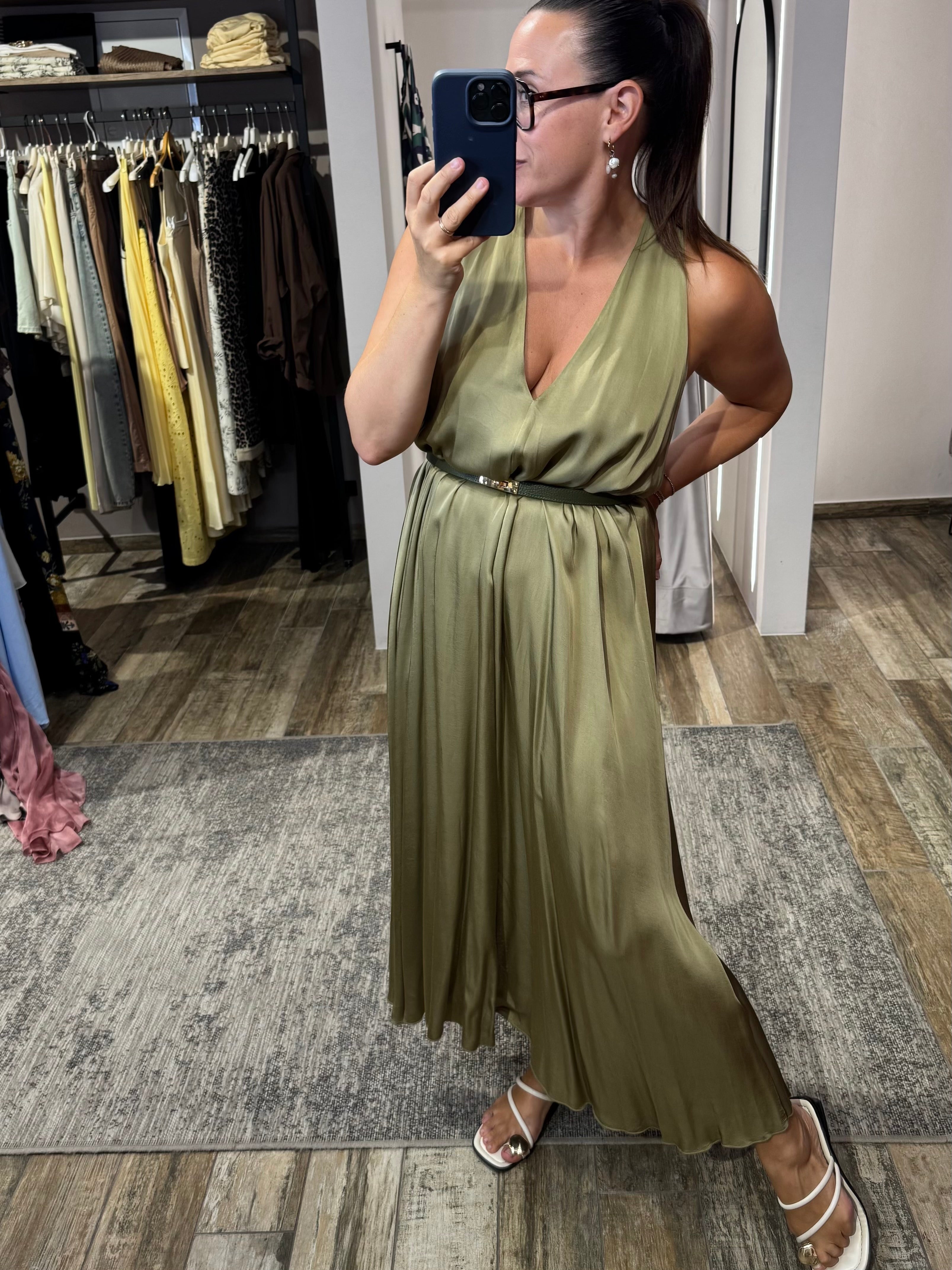maxi kleid mit v-ausschnitt